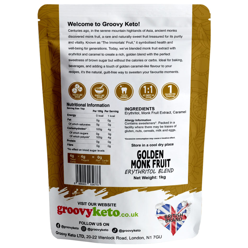 Golden Monk Fruit and Erythritol Sweetener - Brown Sugar Replacement