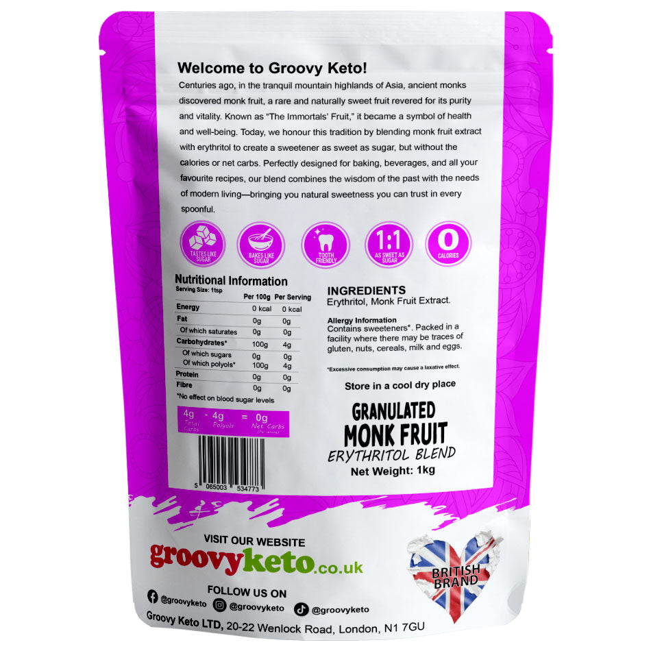 Monk Fruit and Erythritol Sweetener - White Sugar Replacement